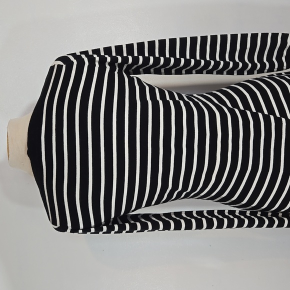 Loft Black & White Stripe Long Sleeve Knit Dress Small NWT - Picture 6 of 10